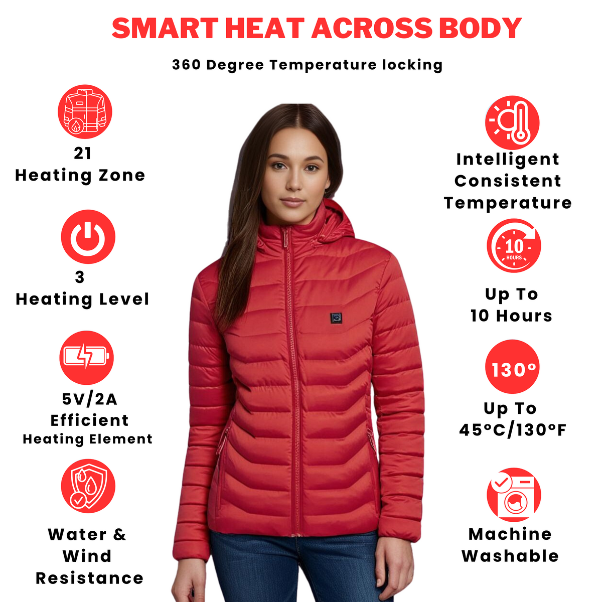 EvoTherm Women’s Ignite Heated Jacket – Red