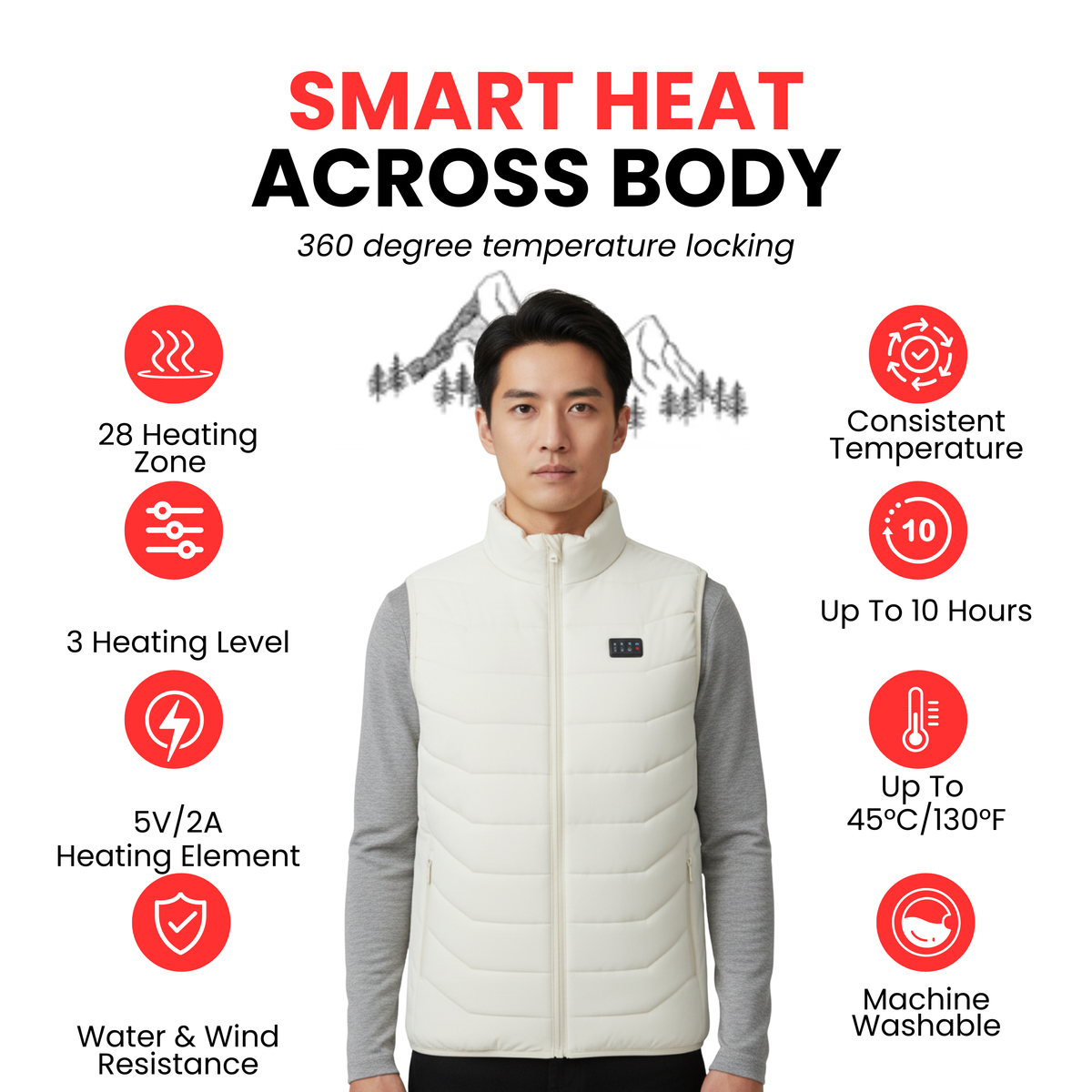 Man Heated Vest - White