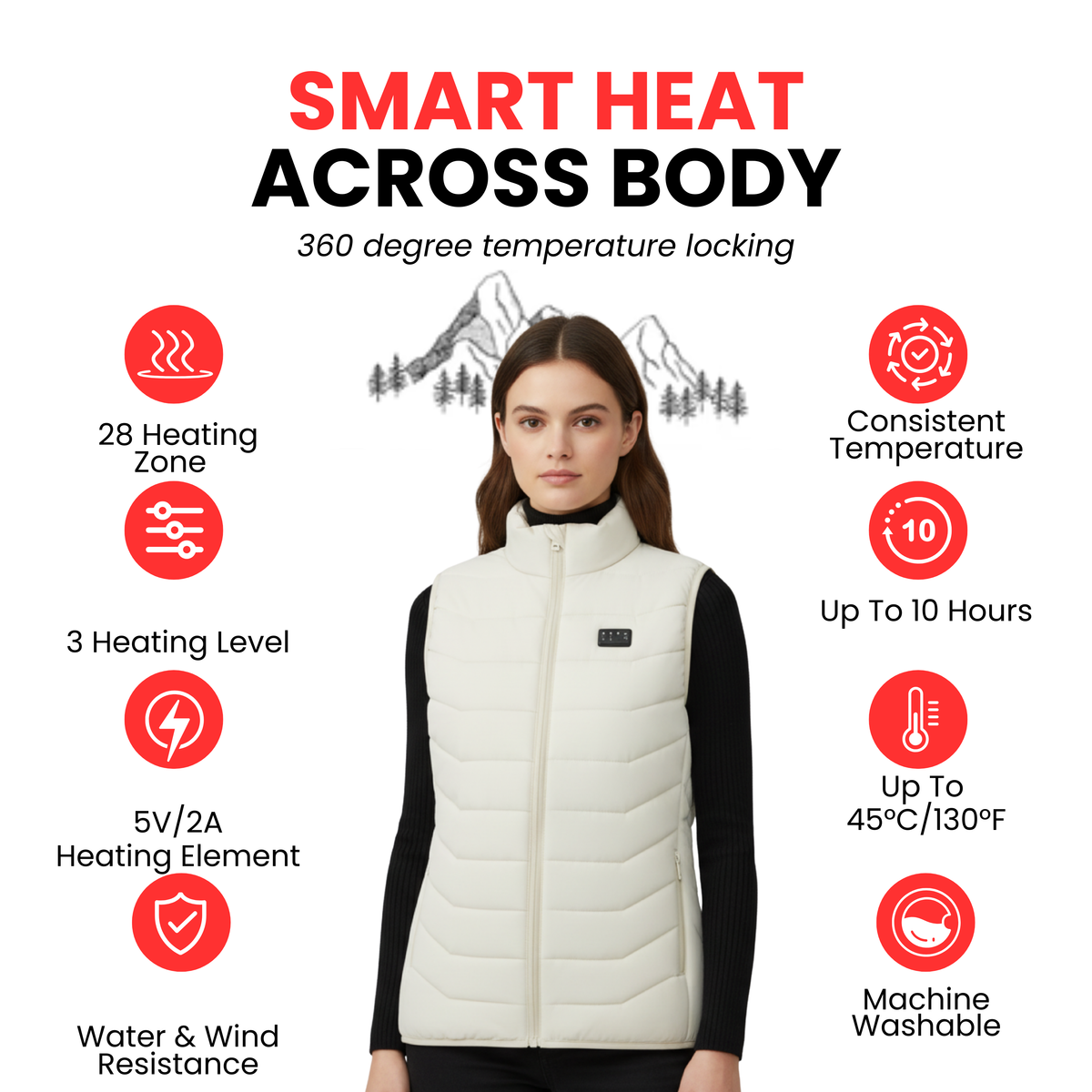 Woman Heated Vest - White