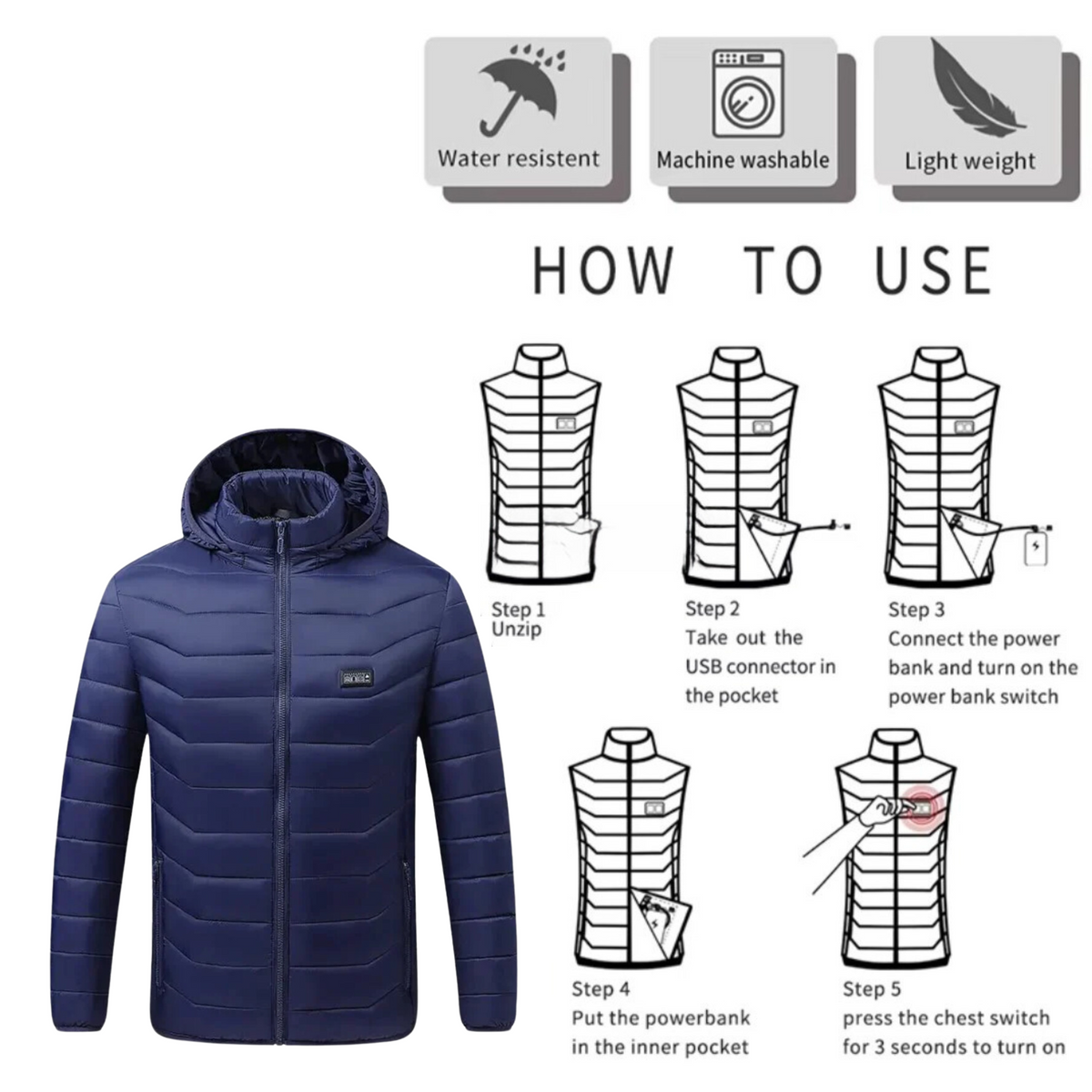 EvoTherm Women’s Ignite Heated Jacket – Navy