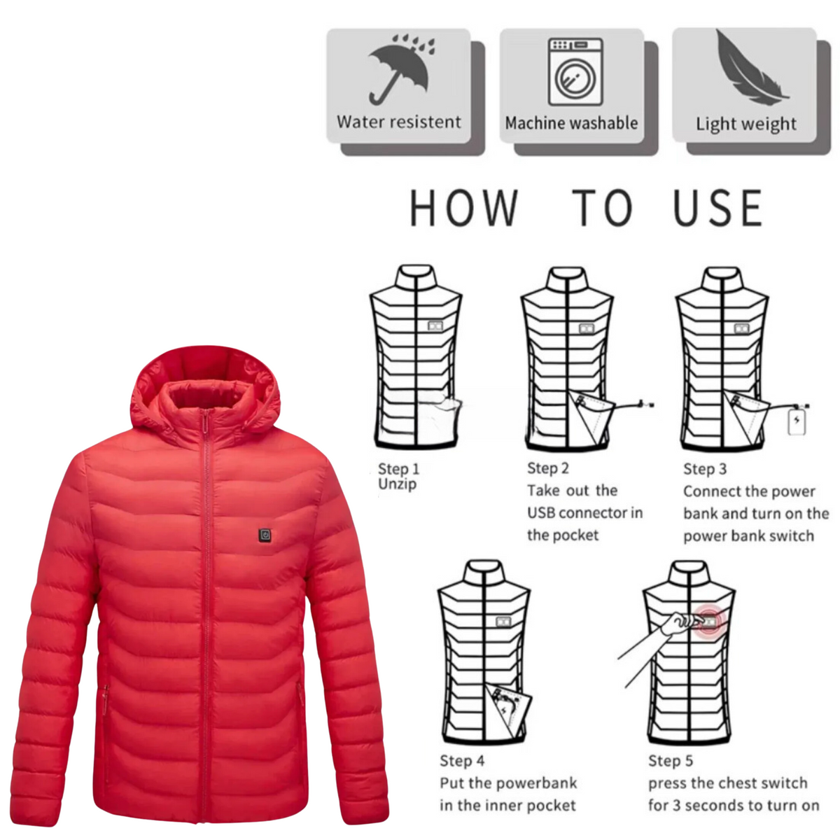 EvoTherm Women’s Ignite Heated Jacket – Red