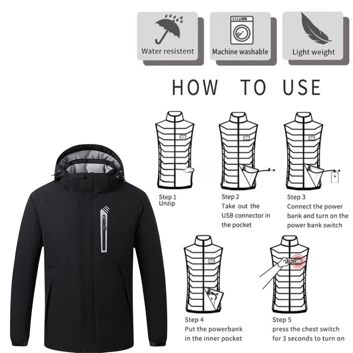 EvoTherm Titan Men's Heated Jacket - Black